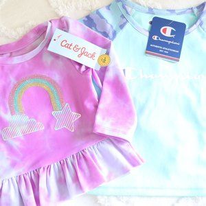 Summer Tie Dye Rainbow Ruffle Long Sleeve Swim & Athleticwear Top | 2pc Bundle